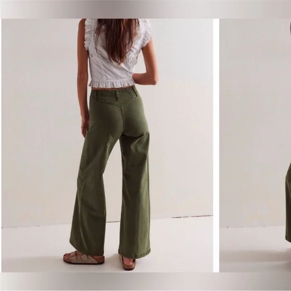 NWT Free People We The Free Libre Wide-Leg Jeans - thyme green - 25 - Picture 4 of 10